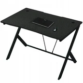 Biurka gamingowe - BIURKO GAMINGOWE KOMPUTEROWE STOLIK NOWOCZESNE CZARNE CARBON LOFT 100 CM - miniaturka - grafika 1