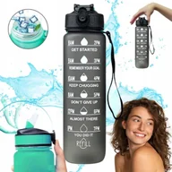 Shakery i bidony sportowe - Butelka Na Wodę Bidon Sportowy Z Miarką Z Podziałką Na Siłownie Fitness 1L - miniaturka - grafika 1