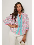 Bluzki damskie - Le Monde du Lin Bluzka w kolorze jasnoróżowo-turkusowym - miniaturka - grafika 1