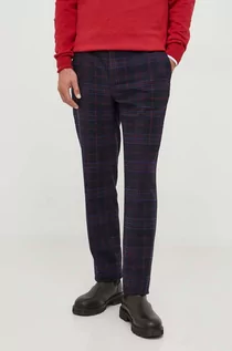 Spodnie męskie - La Martina spodnie z domieszką wełny kolor granatowy w fasonie chinos - grafika 1