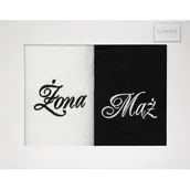 Ręczniki - Komplet ręczników w pudełku 2 szt 50x90 Mąż Żona biały czarny 360g/m2 Eurofirany - miniaturka - grafika 1