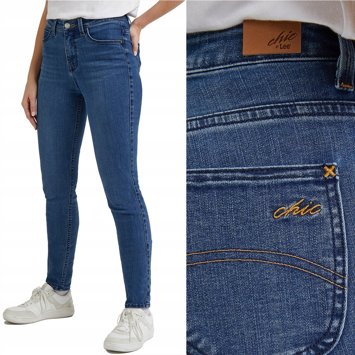 Lee CBL High Rise Skinny wysokie damskie spodnie jeansowe rurki W27 L31
