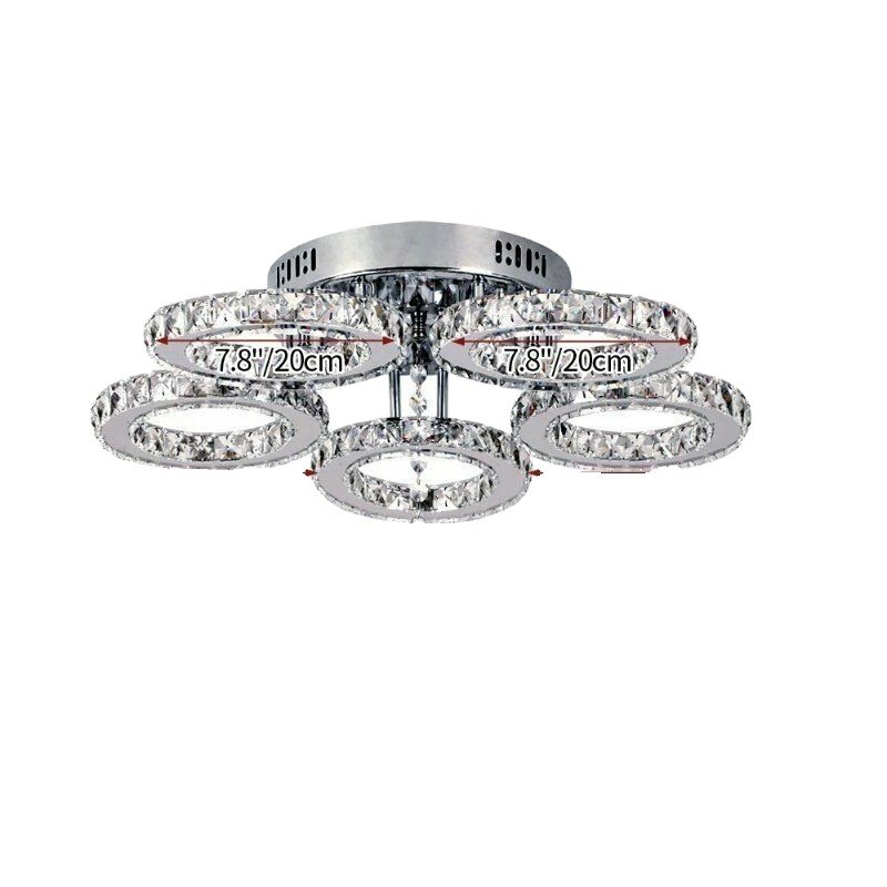 Nowoczesna kryształowa lampa sufitowa LED, 2600 lm, chromowane wykończenie, 20 x8 x 9 cali