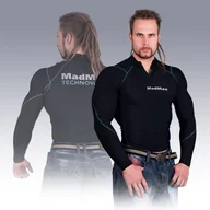 Koszulki sportowe męskie - Koszulka męska MadMax  Kompresní triko s dlouhým rukávem se zipem MSW903 černozelené XXL - miniaturka - grafika 1