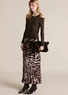 Spódnice - MANGO - Długa spódnica satynowa w zebrę brązowy - XXL - Kobieta - miniaturka - grafika 1