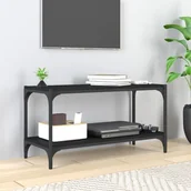 Szafki RTV - Lumarko Szafka pod TV, czarna 80x33x41 cm materiał drewnopochodny/ stal - miniaturka - grafika 1