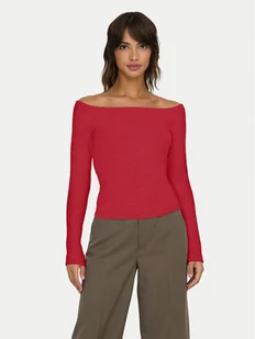 ONLY Bluzka Glamour 15339763 Czerwony Slim Fit - Bluzki damskie - miniaturka - grafika 1