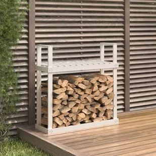 vidaXL Stojak na drewno, biały, 110x35x108,5 cm, lite drewno sosnowe - Akcesoria kominkowe - miniaturka - grafika 1