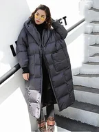 Kurtki damskie - Damska kurtka zimowa długa - Szary - miniaturka - grafika 1