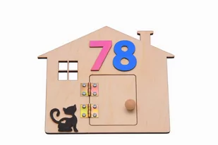 Domek + numer z kotkiem do tablicy sensorycznej. - Zabawki interaktywne dla dzieci - miniaturka - grafika 1
