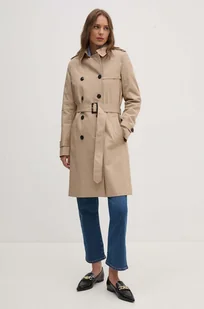 Tommy Hilfiger trencz damski kolor beżowy przejściowy dwurzędowy WW0WW42133 - Płaszcze damskie - miniaturka - grafika 1