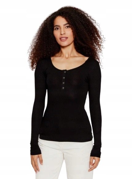 PIECES BLUZKA DAMSKA CZARNA Z DŁUGIM RĘKAWEM S J5E
