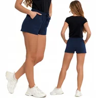 Spodenki damskie - SPODENKI DAMSKIE KRÓTKIE WYGODNE SZORTY DRESOWE WIĄZANE BAWEŁNA MORAJ S NAVY - miniaturka - grafika 1