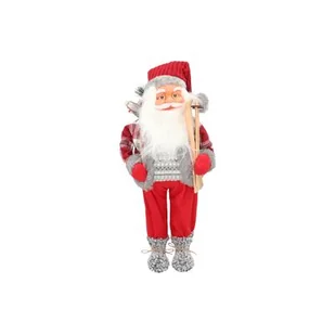 Figurka tekstylna Mikołaj 52 cm szaro-czerwony - Ozdoby bożonarodzeniowe - miniaturka - grafika 1