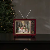 Ozdoby bożonarodzeniowe - Dekoracja świąteczna telewizor z bałwankami w brokatowym płynie Led VINTER na baterie - miniaturka - grafika 1