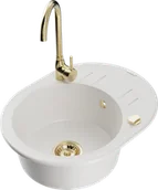 Zlewozmywaki z baterią - Mexen Kevin zlewozmywak granitowy 1-komorowy z ociekaczem i baterią kuchenną Telma, biały - 6517-20-670200-50 - miniaturka - grafika 1