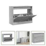 Szafki na buty - The Living Store Szafka na buty szara Sonoma 80x34x63 cm Materiał drewnopochodny - miniaturka - grafika 1