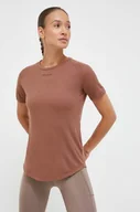 Koszulki sportowe damskie - Hummel t-shirt treningowy Vanja kolor brązowy - miniaturka - grafika 1