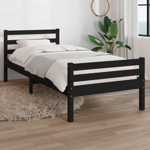 Lumarko Rama łóżka, czarna, lite drewno, 75x190 cm, pojedyncza - Łóżka - miniaturka - grafika 1
