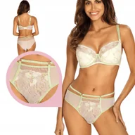 Majtki damskie - Majtki Ewa Bień MILA C110 śmietankowe figi klasyczne paseczki haft tiul L - miniaturka - grafika 1