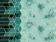 Pościel - Extrapościel Pościel bawełniana 160x200 geometria turkusowa złota 1591N Classic - miniaturka - grafika 1