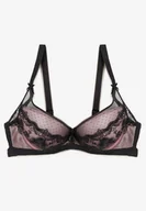 Biustonosze - Szaro-Różowy Koronkowy Biustonosz Push Up Maddea - miniaturka - grafika 1