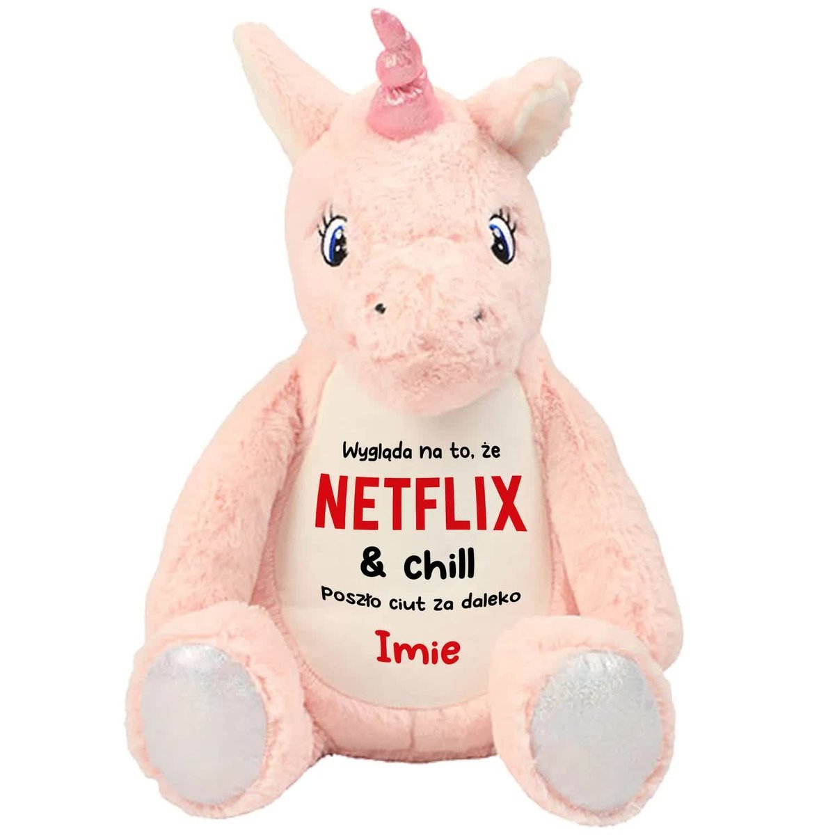 MASKOTKA Miś Przytulanka JEDNOROŻEC NETFLIX CHILL Poszło Za Daleko IMIĘ Wz