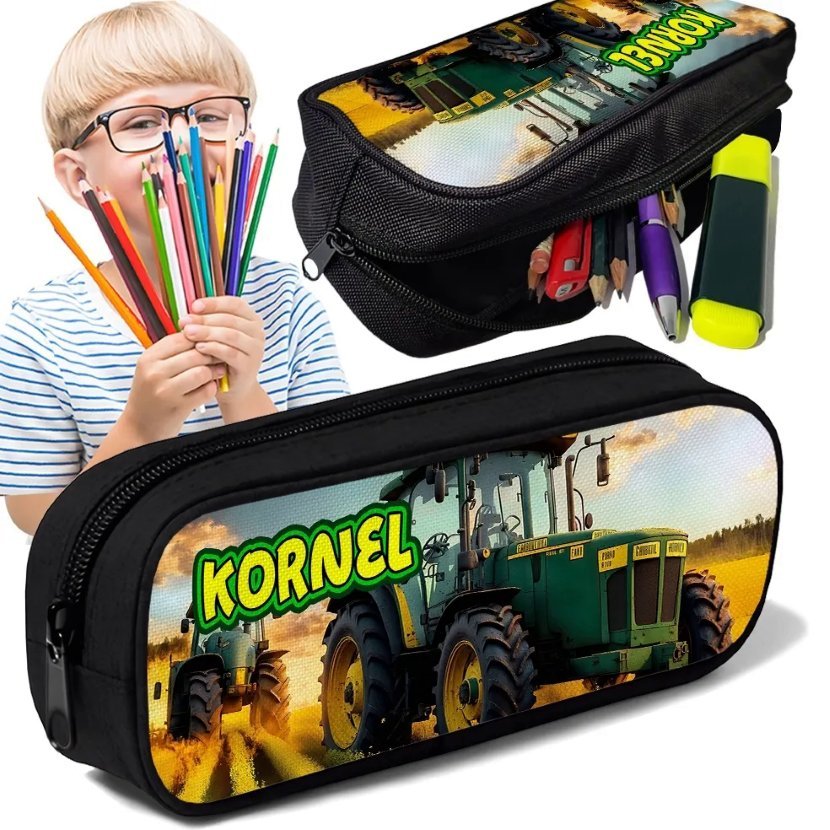 Piórnik personalizowany tuba TRAKTOR CIĄGNIK nadruk imienia ksywki tuba