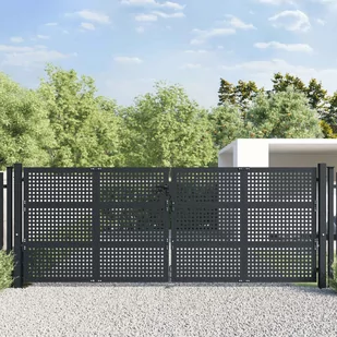 vidaXL Brama ogrodowa, antracytowa, 400x175 cm, stal - Bramy garażowe - miniaturka - grafika 1