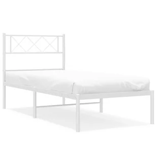 Metalowa rama łóżka z wezgłowiem, biała, 100x190 cm Lumarko! - Łóżka - miniaturka - grafika 3
