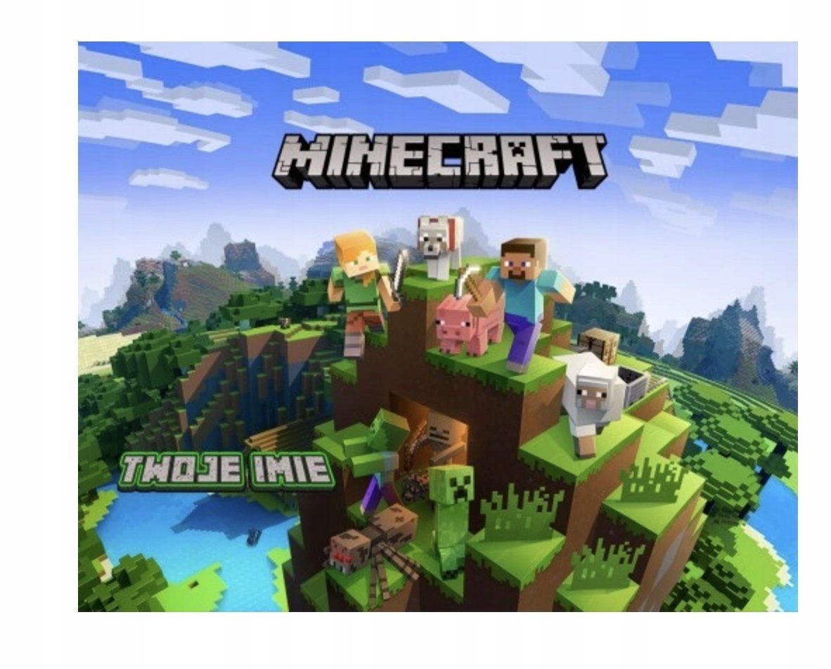 PUZZLE MINECRAFT GRA A3 252 el z Nadrukiem + IMIĘ Pudełko #34