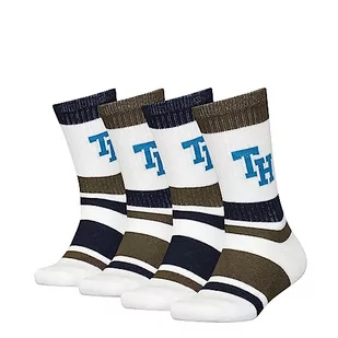 Tommy Hilfiger Skarpety dziecięce Crew Sock (4 sztuki), Olive Green Combo, 35-38 - Skarpetki damskie - miniaturka - grafika 1