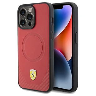 Ferrari FEHMP15LPTER iPhone 15 Pro 6.1" czerwony/red hardcase Carbon Metal Logo MagSafe - Etui i futerały do telefonów - miniaturka - grafika 10