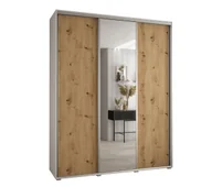 Szafy - Szafa przesuwna wysoka Davos 3 200 gł. 60 biały + artisan + srebrny - miniaturka - grafika 1