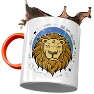 Kubki - Kubek Pomarańczowy Lew Znaki Zodiaku Horoskop z Nadrukiem ze Zdjęciem + Opakowanie na prezent (wzór 04) - miniaturka - grafika 1