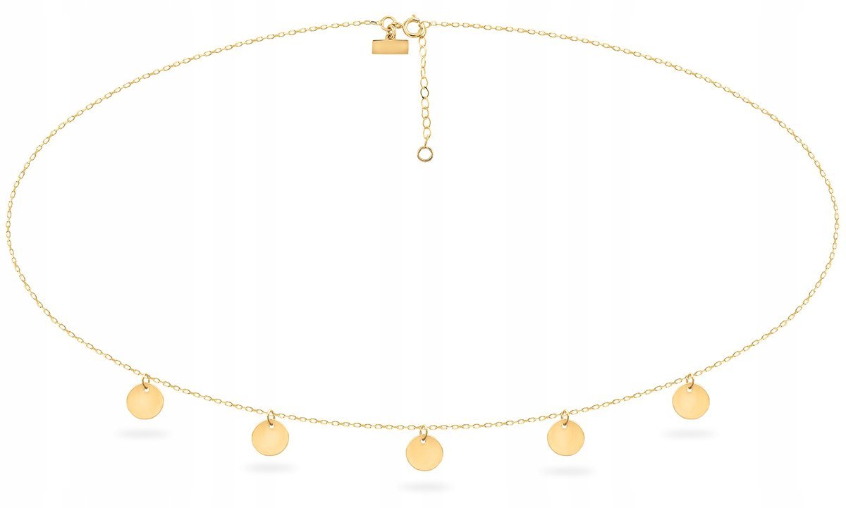 DAMSKI ZŁOTY NASZYJNIK CHOKER CELEBRYTKA KÓŁKA GRAWER 585 14KT