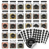 Pojemniki kuchenne - Słoik Na Przyprawy 120Ml 24Szt + 192 Naklejki Na Przyprawy A1 Zakrętki Czarne Z55 - miniaturka - grafika 1