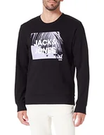 Bluzy męskie - JACK & JONES Męska bluza Jcosalty Sweat Crew Neck FST, czarny, XXL - miniaturka - grafika 1