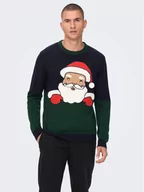 Swetry męskie - Only & Sons Sweter Xmas 22023346 Granatowy Regular Fit - miniaturka - grafika 1