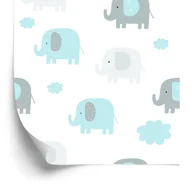 Tapety - Tapeta Dla Chłopca, Pastelowe Słonie Chmury Kropki - miniaturka - grafika 1