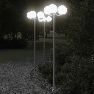 Stojące lampy ogrodowe, 3 szt, srebrne, 215 cm, stal nierdzewna Lumarko! - Lampy ogrodowe - miniaturka - grafika 1