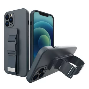Rope case żelowe etui ze smyczą łańcuszkiem torebka smycz Xiaomi Redmi 10X 4G / Xiaomi Redmi Note 9 granatowy - Etui i futerały do telefonów - miniaturka - grafika 1