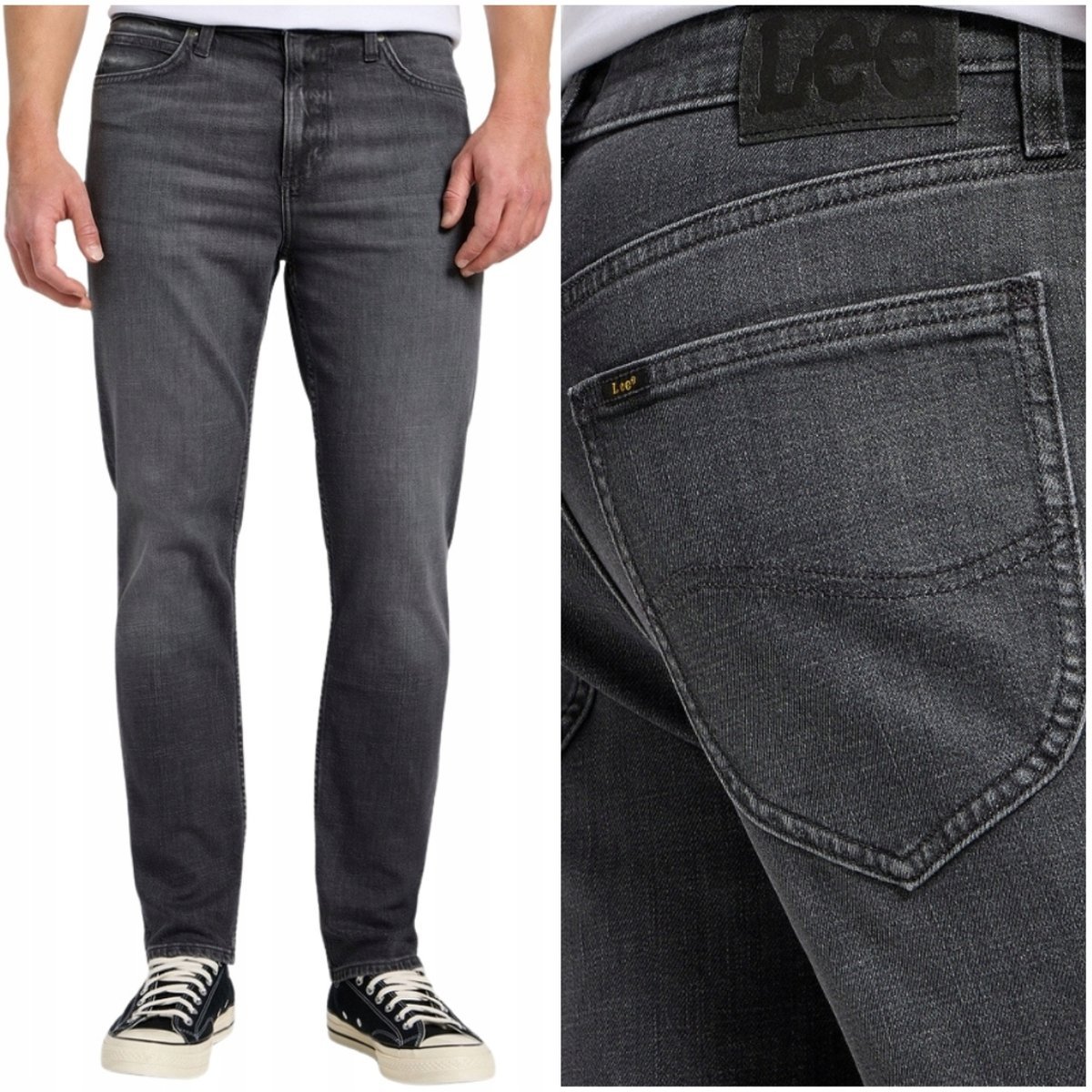 Lee AUSTIN REGULAR TAPERED Smoke klasyczne szare spodnie jeansowe W30 L32
