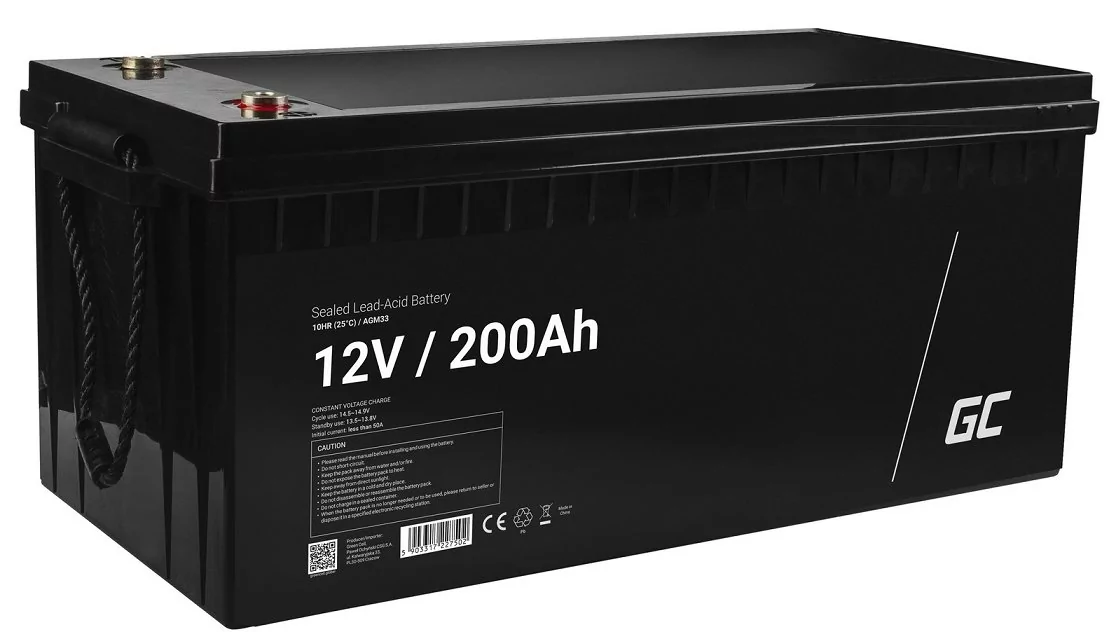 Green Cell Akumulator bezobsługowy AGM VRLA 12V 200Ah do łodzi i AGM33