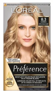 Loreal Recital Preference X 8.3 Champagne Jasny Blond Złocisty - Farby do włosów i szampony koloryzujące - miniaturka - grafika 1