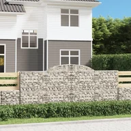 Ogrodzenia - vidaXL Kosze gabionowe, 5 szt, 300x50x120/140 cm, galwanizowane żelazo - miniaturka - grafika 1