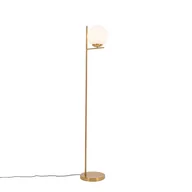 Lampy stojące - QAZQA Lampa podłogowa Art Deco złota i opalowego szkła - Flore - miniaturka - grafika 1