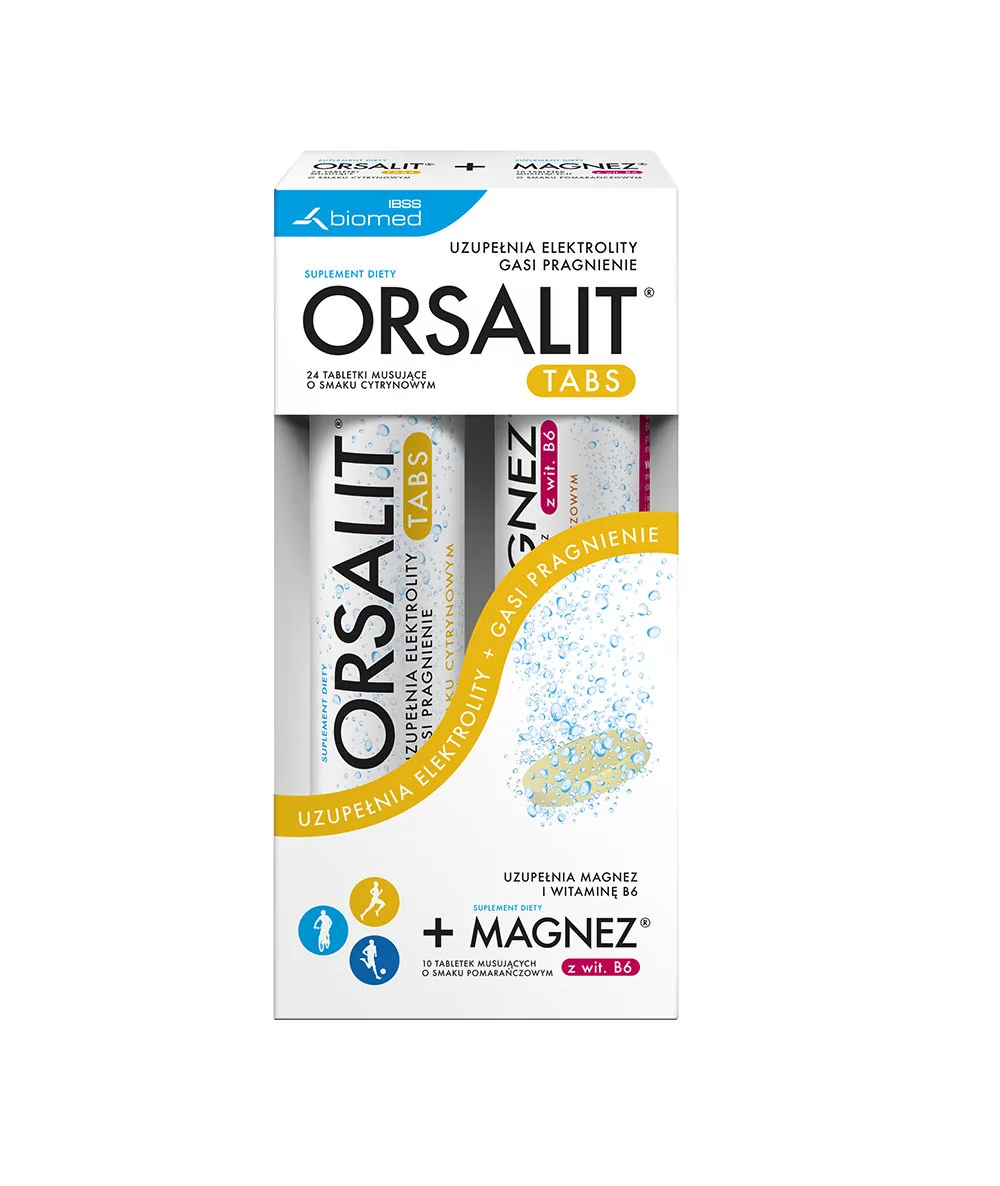 Biomed Orsalit tabs x 24 tabl musujące + Magnez z witaminą B6 x 10 tabl musujących