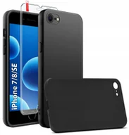 Etui i futerały do telefonów - Etui Czarne Matowe Silikon Slim do iPhone 7 8 SE 2020 2022 + SZKŁO - miniaturka - grafika 1