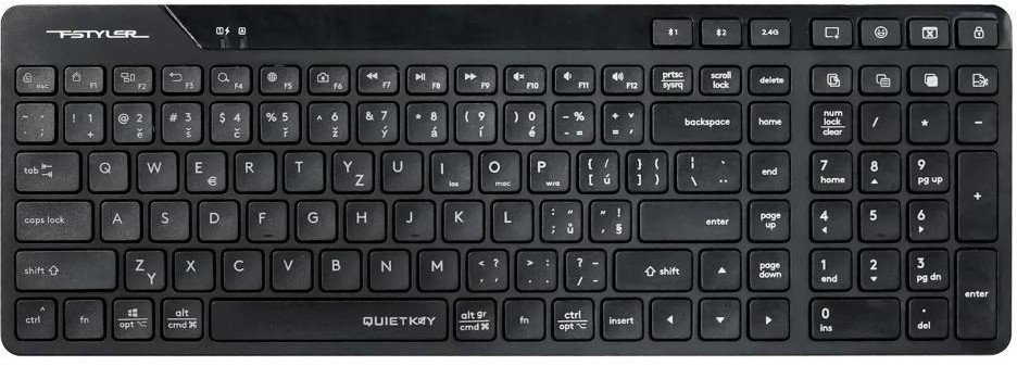 A4tech FStyler FBK27C AS, bezdrátová Dual mode Bluetooth+2,4G klávesnice, CZ, černá FBK27CAS-BK